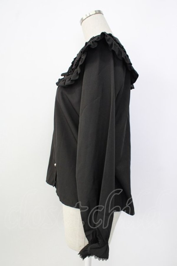 画像3: axes femme POETIQUE / フリルビッグ襟ブラウス M ブラック T-26-01-26-011-AX-BL-SA-ZT (3)