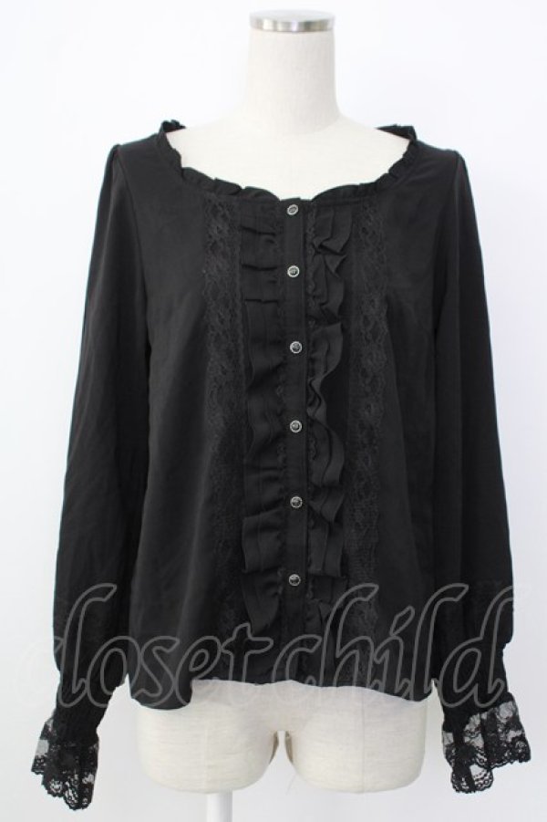 画像1: axes femme / 20th/フリルブラウス  ブラック T-26-01-26-012-AX-BL-SA-ZT (1)