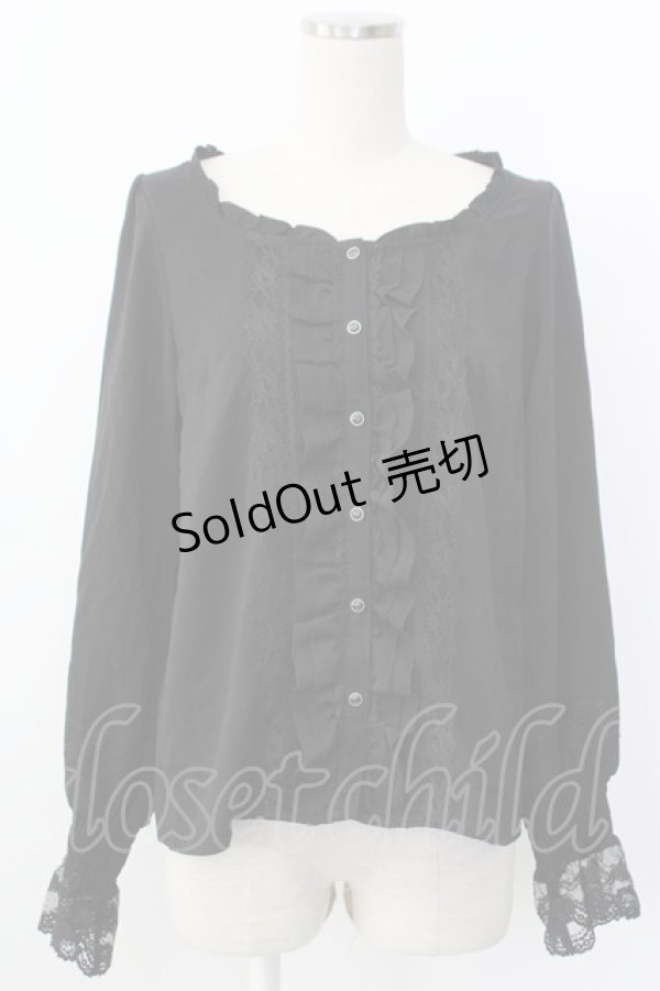 画像1: axes femme / 20th/フリルブラウス  ブラック T-26-01-26-012-AX-BL-SA-ZT561 (1)