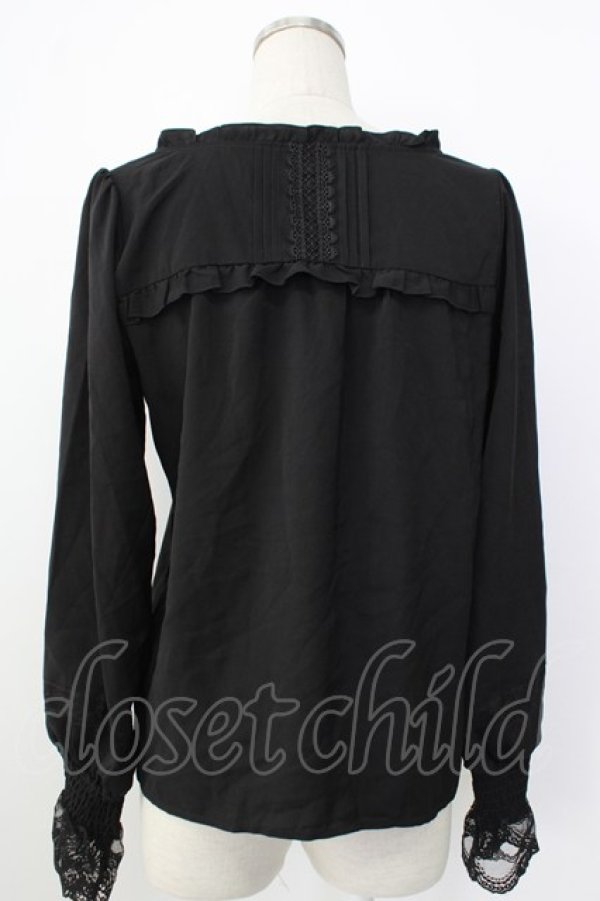 画像2: axes femme / 20th/フリルブラウス  ブラック T-26-01-26-012-AX-BL-SA-ZT (2)