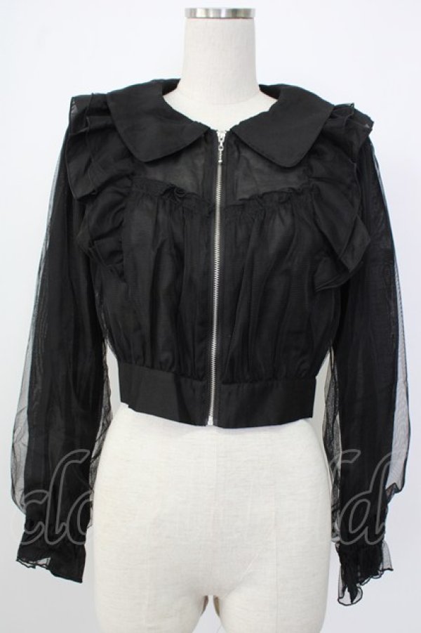 画像1: axes femme POETIQUE / シアー×チュールブルゾン M ブラック T-26-01-26-013-AX-TO-SA-ZT561 (1)