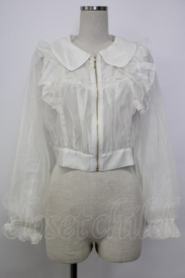 画像1: axes femme POETIQUE / シアー×チュールブルゾン M ホワイト T-26-01-26-002-AX-TO-SA-ZT561 (1)