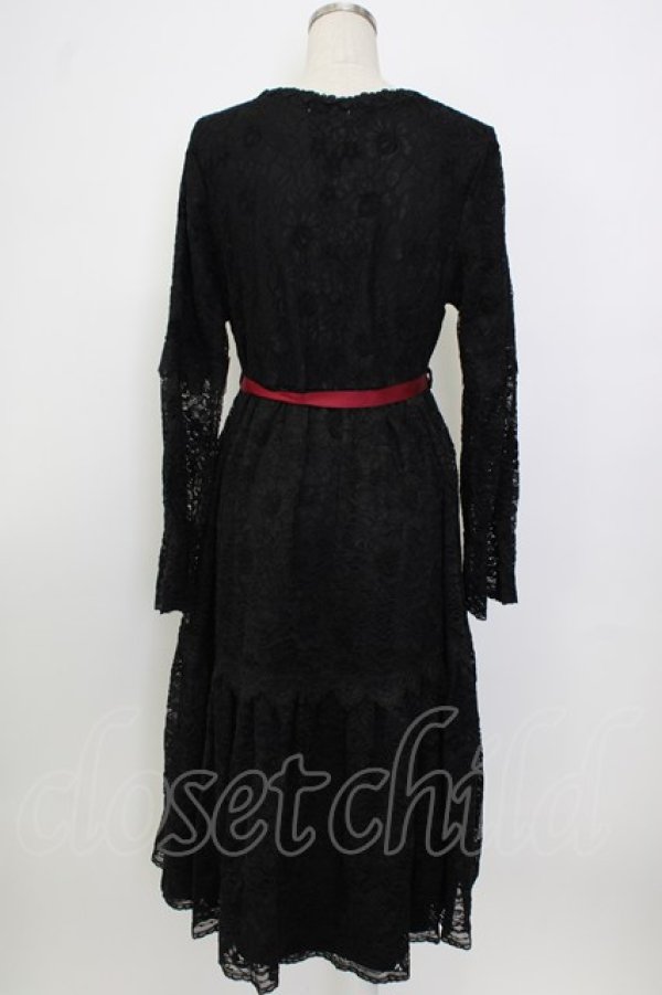 画像2: axes femme / 花柄総レースガウンワンピース M ブラック T-26-01-26-021-AX-OP-SA-ZT (2)