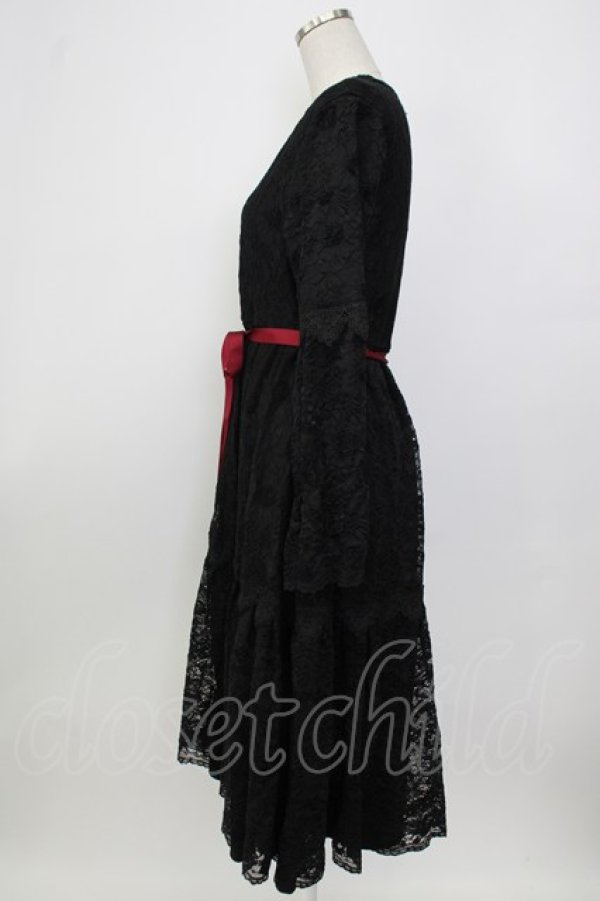 画像3: axes femme / 花柄総レースガウンワンピース M ブラック T-26-01-26-021-AX-OP-SA-ZT (3)