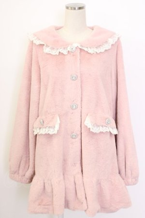 画像: DearMyLove / セーラーレースリボンファーコート M ピンク T-26-01-27-001-EL-CO-SA-ZT