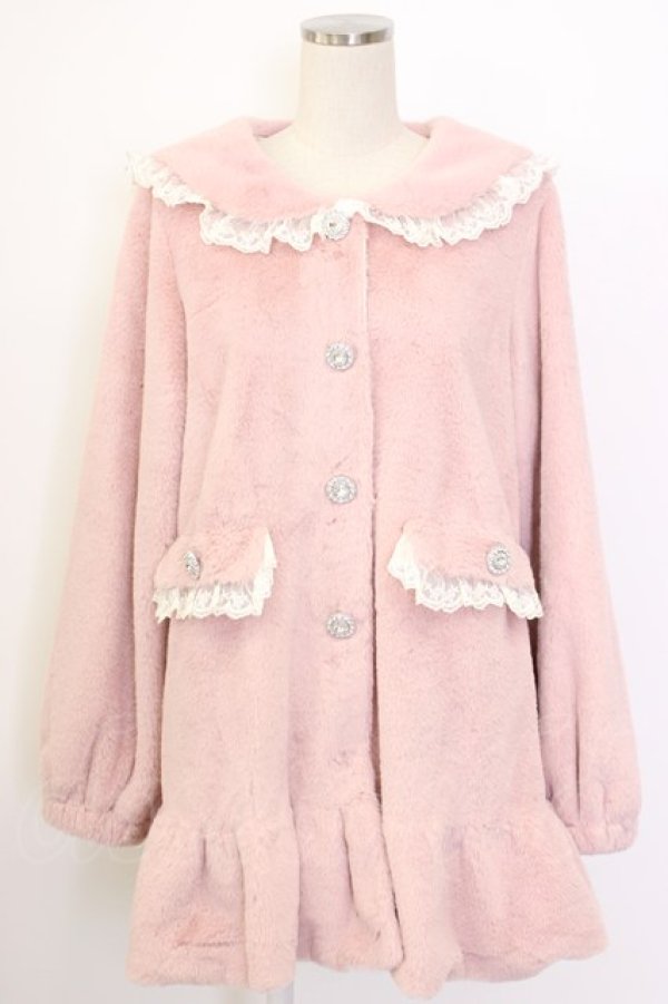 画像1: DearMyLove / セーラーレースリボンファーコート M ピンク T-26-01-27-001-EL-CO-SA-ZT (1)