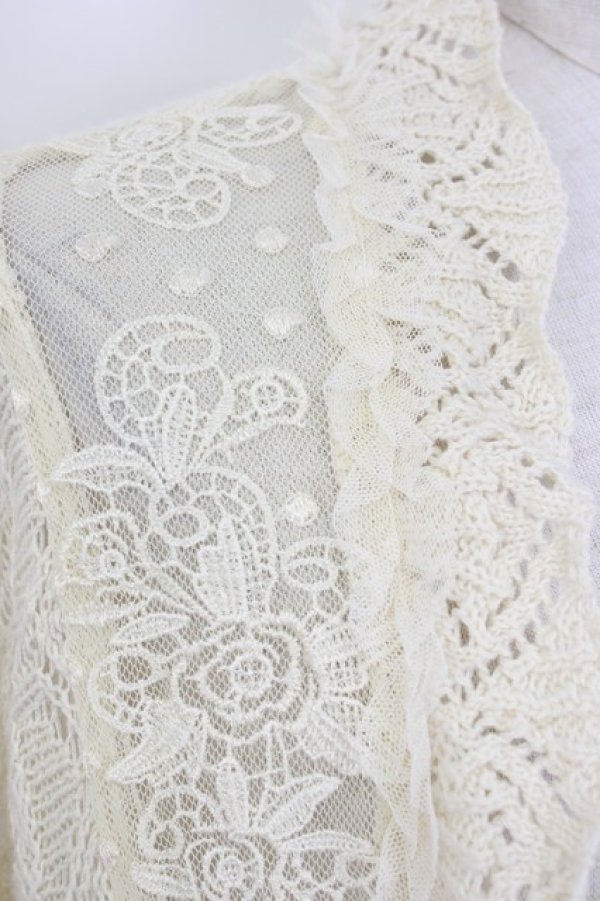 画像5: axes femme / チュール重ね透かし編みボレロ M アイボリー T-26-01-27-002-AX-TO-SA-ZT (5)