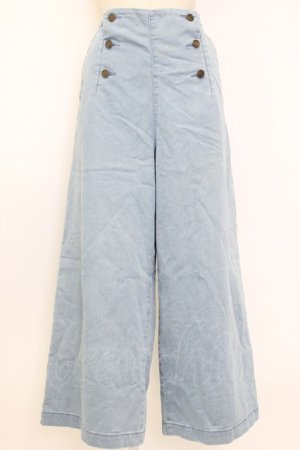 画像: axes femme / サス付ダブルボタンデニムパンツ M ライトブルー T-26-01-27-004-AX-PA-SA-ZT