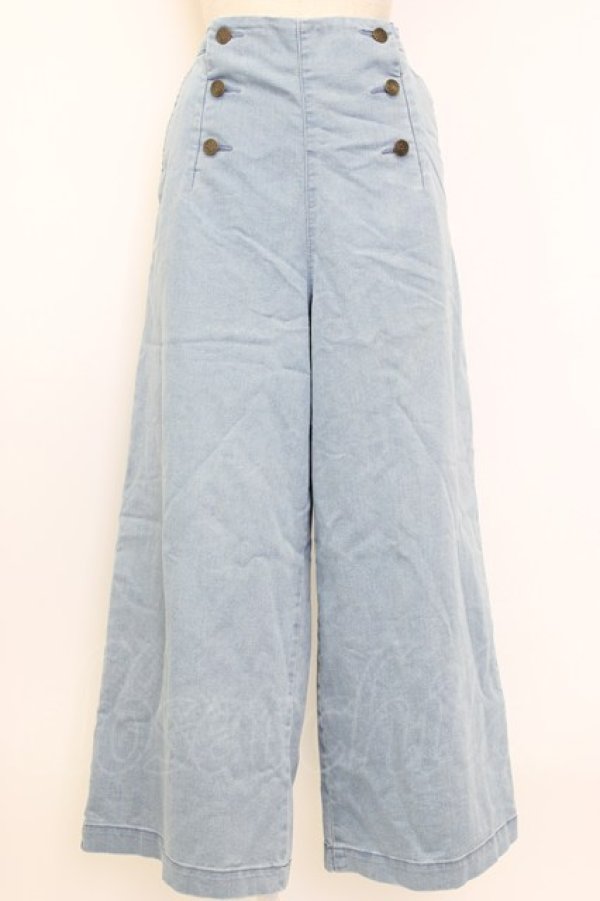 画像1: axes femme / サス付ダブルボタンデニムパンツ M ライトブルー T-26-01-27-004-AX-PA-SA-ZT (1)