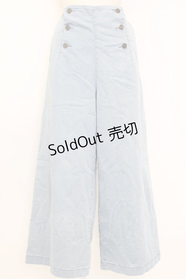 画像1: axes femme / サス付ダブルボタンデニムパンツ M ライトブルー T-26-01-27-004-AX-PA-SA-ZT561 (1)