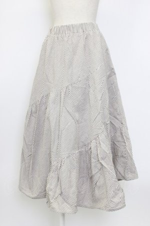 画像: axes femme / ストライプフレアロングスカート M グレー T-26-01-27-005-AX-SK-SA-ZT