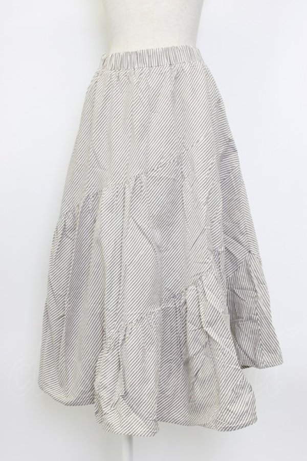 画像1: axes femme / ストライプフレアロングスカート M グレー T-26-01-27-005-AX-SK-SA-ZT (1)