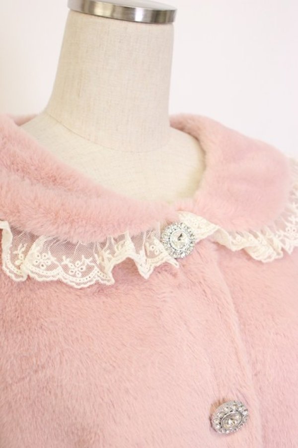 画像4: DearMyLove / セーラーレースリボンファーコート M ピンク T-26-01-27-001-EL-CO-SA-ZT (4)