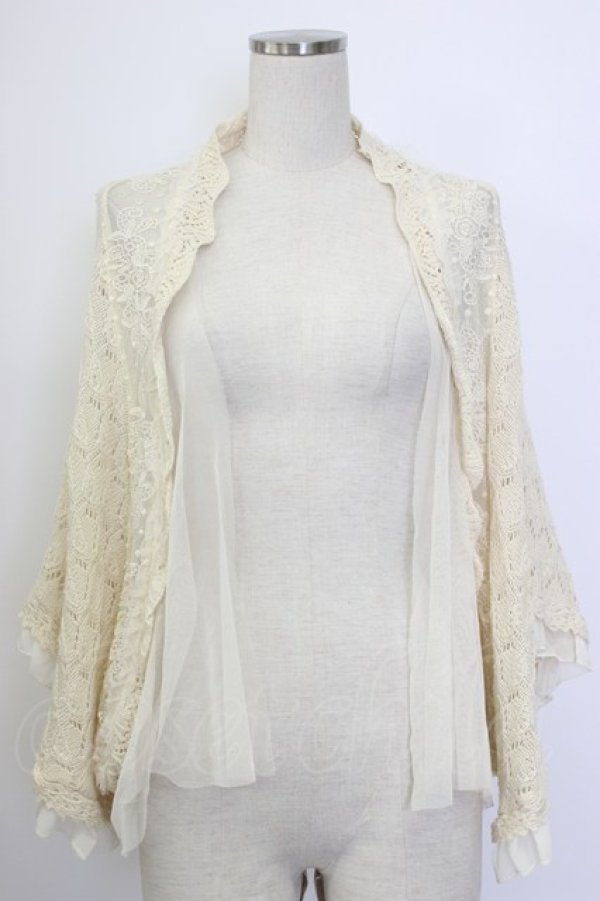画像1: axes femme / チュール重ね透かし編みボレロ M アイボリー T-26-01-27-002-AX-TO-SA-ZT (1)