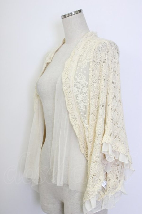 画像3: axes femme / チュール重ね透かし編みボレロ M アイボリー T-26-01-27-002-AX-TO-SA-ZT (3)