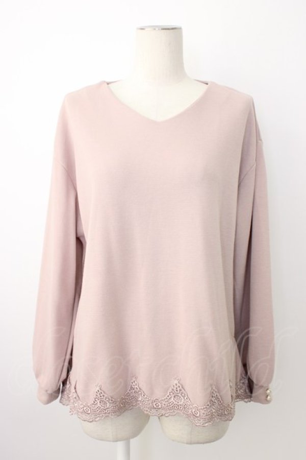 画像1: axes femme / 裾レーストップス  ピンク T-26-01-28-001-AX-TO-SA-ZT (1)