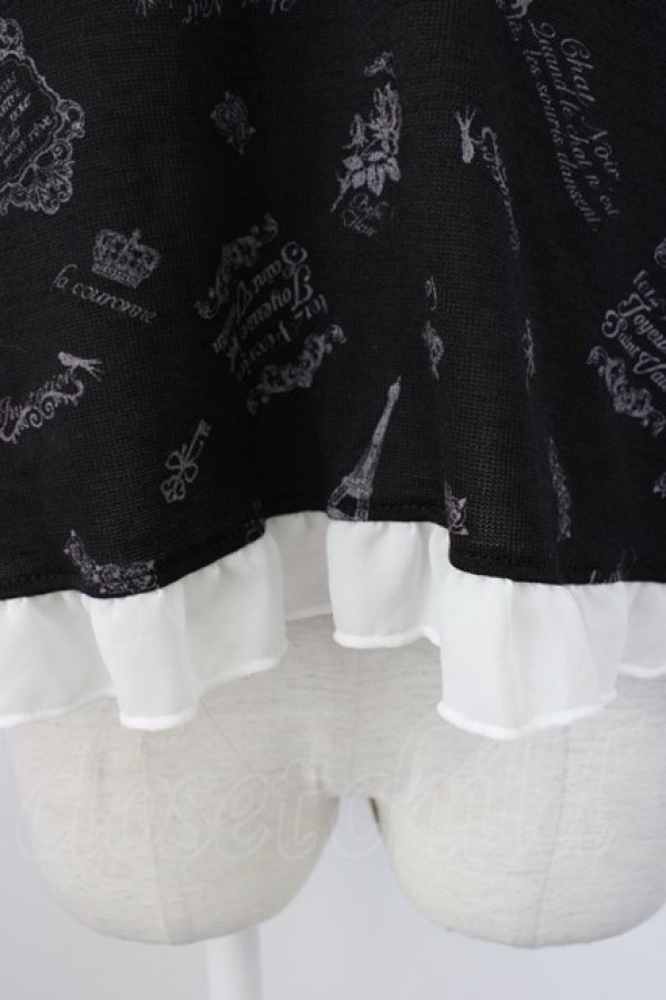 画像4: axes femme / 総パリ柄ボータイプルオーバー  黒Ｘ白 T-26-01-28-003-AX-TO-SA-ZT (4)