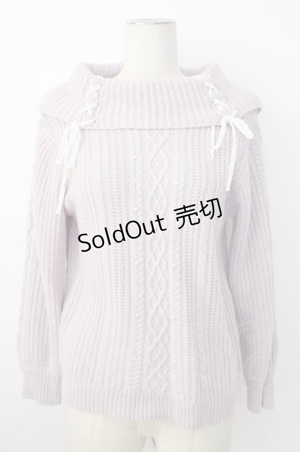 画像1: axes femme / 編み下げニットトップス  ピンクＸ白 T-26-01-28-004-AX-TO-SA-ZT (1)