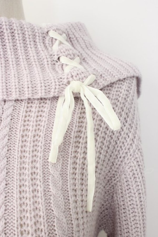 画像3: axes femme / 編み下げニットトップス  ピンクＸ白 T-26-01-28-004-AX-TO-SA-ZT (3)