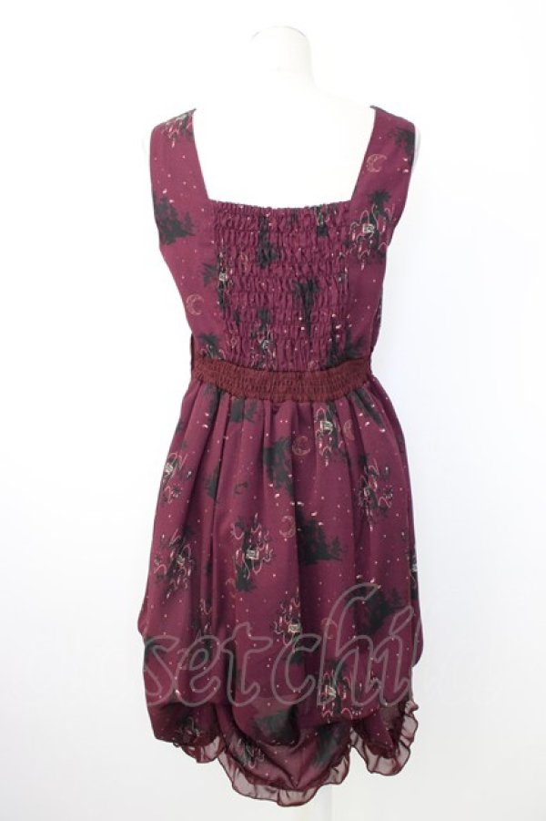 画像2: axes femme / 裾2WAYメルヘン柄ワンピース  ボルドー T-26-01-28-006-AX-OP-SA-ZT (2)