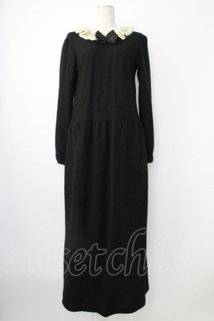 画像: PINK HOUSE / チュール襟長袖ワンピース  ブラック T-26-01-28-007-LO-OP-SA-ZT