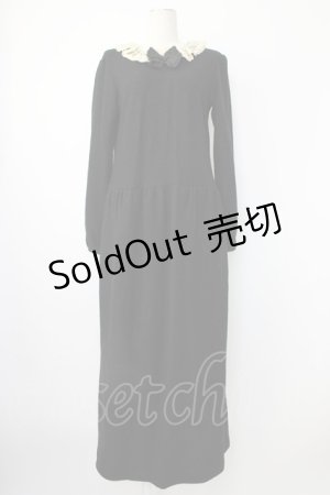 画像: PINK HOUSE / チュール襟長袖ワンピース  ブラック T-26-01-28-007-LO-OP-SA-ZT