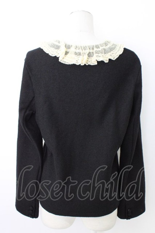 画像2: PINK HOUSE / ドットチュール襟カーディガン L ブラック T-26-01-28-009-LO-TO-SA-ZT (2)