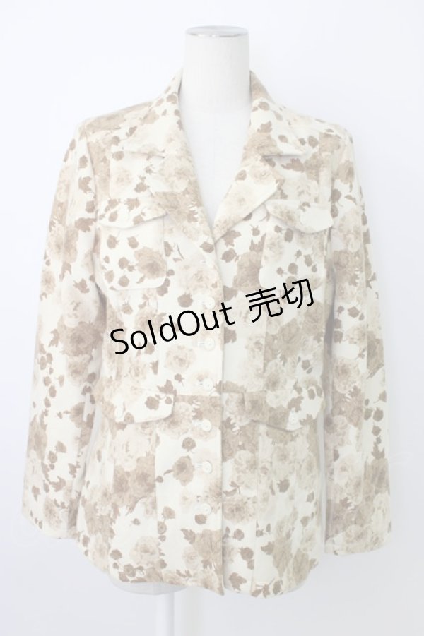 画像1: PINK HOUSE / モノトーン花柄ジャケット L ベージュ T-26-01-28-011-LO-JA-SA-ZT (1)