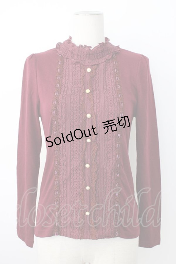 画像1: axes femme / ブローチ付ハイネックプルオーバー  ボルドー T-26-01-28-002-AX-TO-SA-ZT (1)