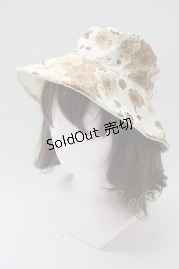 画像1: PINK HOUSE / フラワープリントハット  白Ｘブラウン T-26-01-28-016-LO-AC-SA-ZT (1)