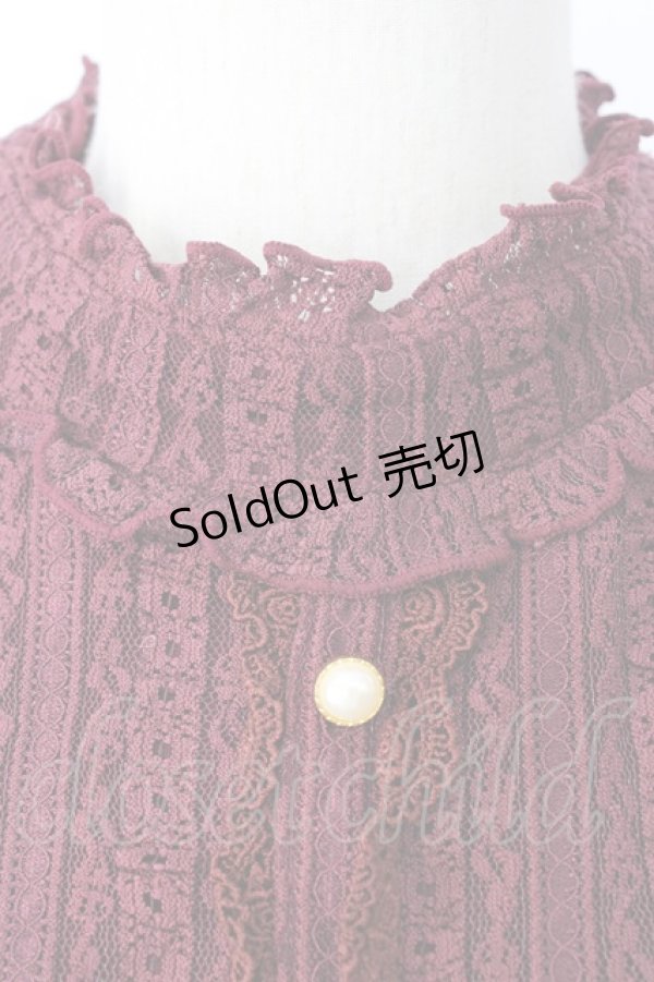 画像3: axes femme / ブローチ付ハイネックプルオーバー  ボルドー T-26-01-28-002-AX-TO-SA-ZT (3)