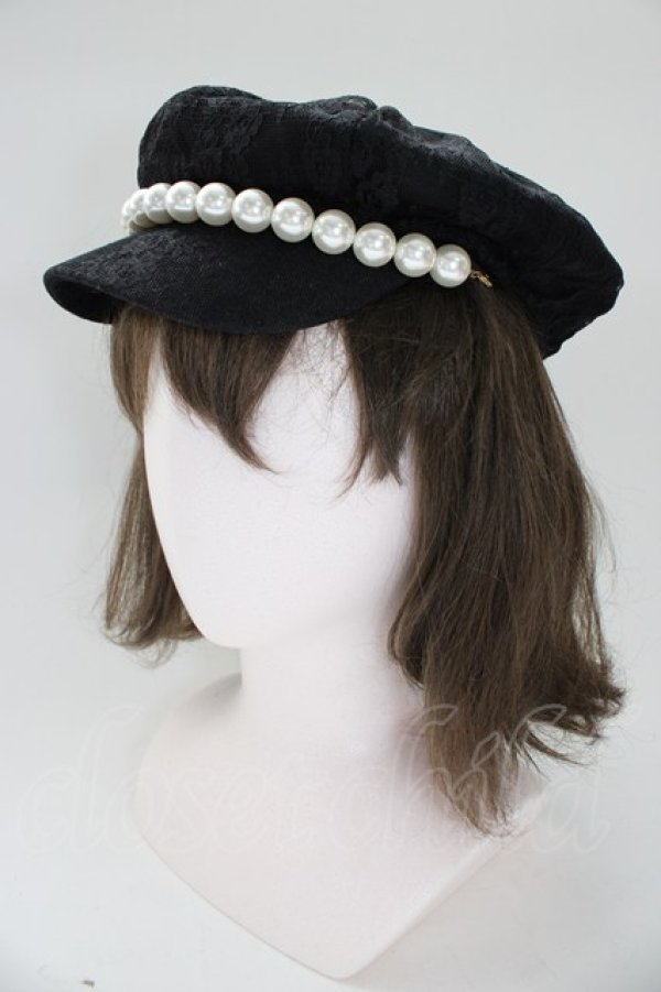 画像1: Princess Melody / レースパールキャップ  黒Ｘ白 T-26-01-28-018-EL-AC-SA-ZT (1)