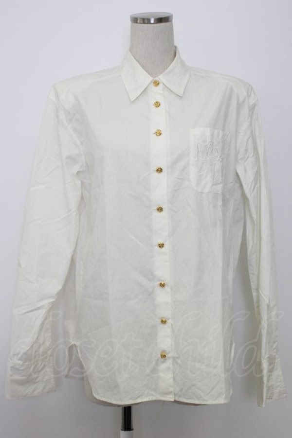 画像1: INGEBORG / カメリアリボン刺繍ポケットシャツ  ホワイト T-26-01-29-001-LO-BL-SA-ZT (1)