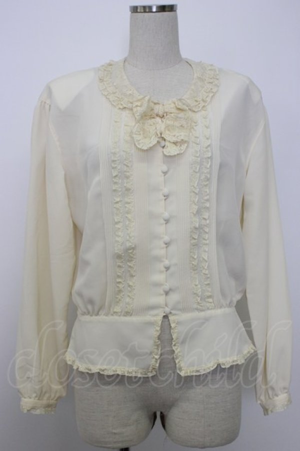 画像1: INGEBORG / レース2つリボン&襟ブラウス  キナリ T-26-01-29-002-LO-BL-SA-ZT (1)