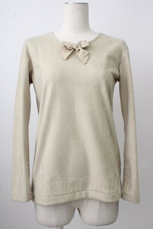 画像: INGEBORG / 胸元リボン付ベロア風プルオーバー  若草 T-26-01-29-006-LO-TO-SA-ZT581