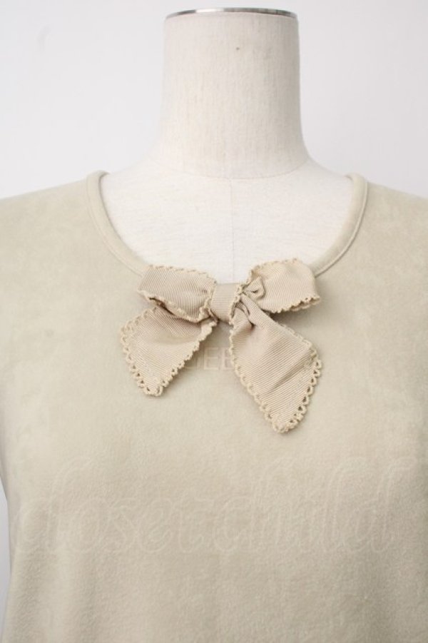 画像4: INGEBORG / 胸元リボン付ベロア風プルオーバー  若草 T-26-01-29-006-LO-TO-SA-ZT581 (4)