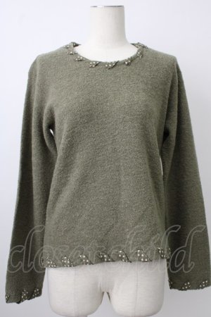 画像: INGEBORG / ドットリボン巻きパイルプルオーバー  グリーン T-26-01-29-008-LO-TO-SA-ZT582