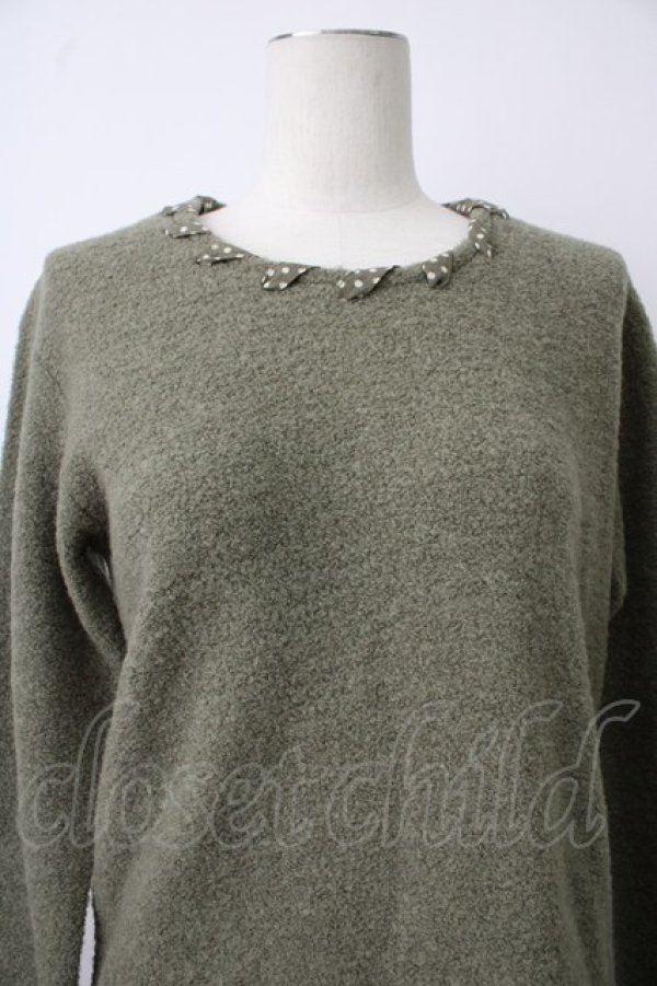 画像4: INGEBORG / ドットリボン巻きパイルプルオーバー  グリーン T-26-01-29-008-LO-TO-SA-ZT582 (4)