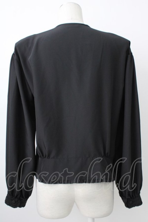 画像2: PINK HOUSE / 2つリボン&ピンタックフリルカフス長袖ブラウス  ブラック T-26-01-29-010-LO-BL-SA-ZT (2)