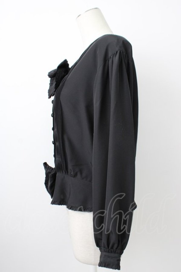 画像3: PINK HOUSE / 2つリボン&ピンタックフリルカフス長袖ブラウス  ブラック T-26-01-29-010-LO-BL-SA-ZT (3)