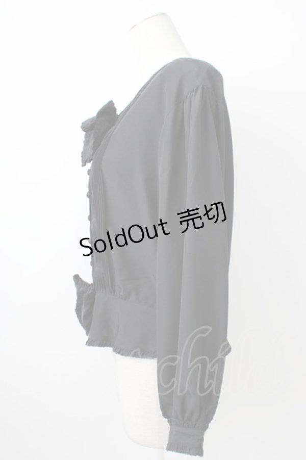 画像3: PINK HOUSE / 2つリボン&ピンタックフリルカフス長袖ブラウス  ブラック T-26-01-29-010-LO-BL-SA-ZT582 (3)