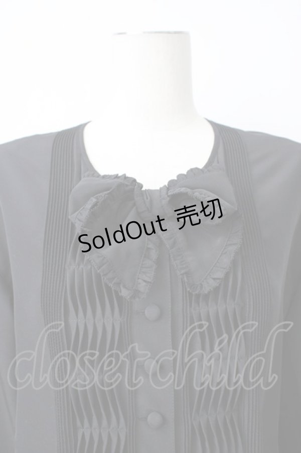 画像4: PINK HOUSE / 2つリボン&ピンタックフリルカフス長袖ブラウス  ブラック T-26-01-29-010-LO-BL-SA-ZT582 (4)