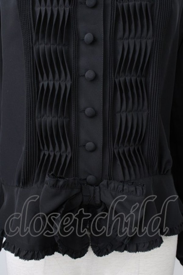 画像5: PINK HOUSE / 2つリボン&ピンタックフリルカフス長袖ブラウス  ブラック T-26-01-29-010-LO-BL-SA-ZT (5)