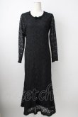 画像1: KANEKO ISAO / 総レース長袖ワンピース  ブラック T-26-01-29-012-EL-OP-SA-ZT (1)
