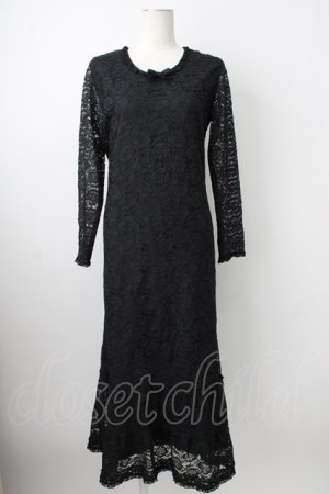画像: KANEKO ISAO / 総レース長袖ワンピース  ブラック T-26-01-29-012-EL-OP-SA-ZT