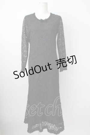 画像: KANEKO ISAO / 総レース長袖ワンピース  ブラック T-26-01-29-012-EL-OP-SA-ZT582