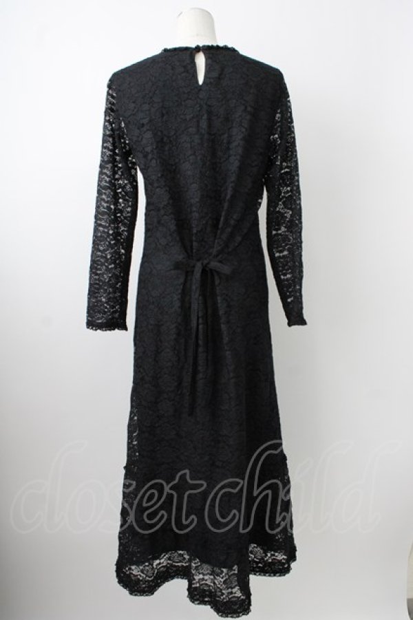 画像2: KANEKO ISAO / 総レース長袖ワンピース  ブラック T-26-01-29-012-EL-OP-SA-ZT (2)