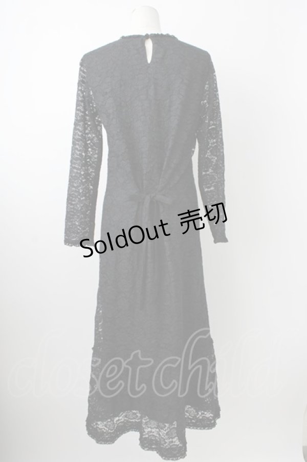 画像2: KANEKO ISAO / 総レース長袖ワンピース  ブラック T-26-01-29-012-EL-OP-SA-ZT582 (2)