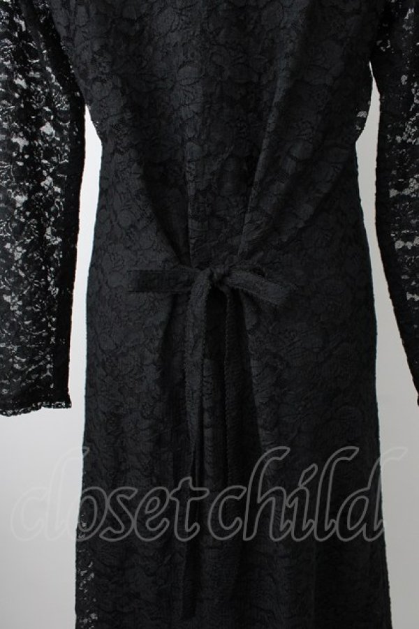 画像3: KANEKO ISAO / 総レース長袖ワンピース  ブラック T-26-01-29-012-EL-OP-SA-ZT (3)