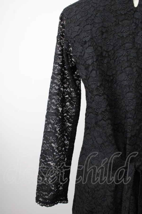 画像4: KANEKO ISAO / 総レース長袖ワンピース  ブラック T-26-01-29-012-EL-OP-SA-ZT (4)